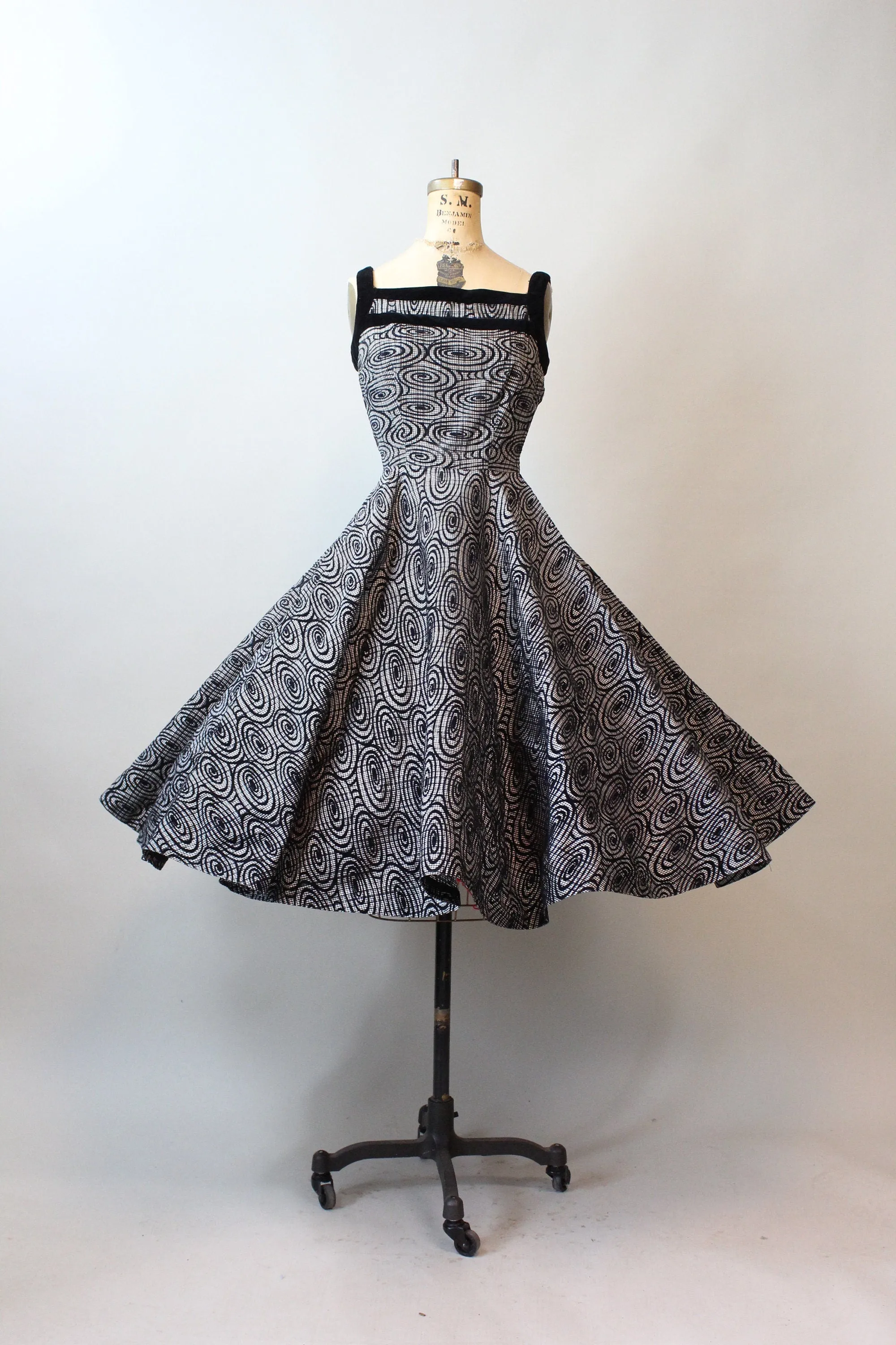 1950s JOHNNYE JUNIOR flocked dress xs | new fall winter