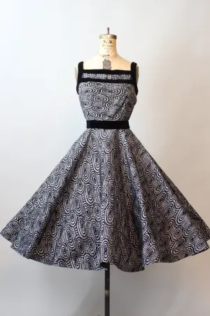 1950s JOHNNYE JUNIOR flocked dress xs | new fall winter