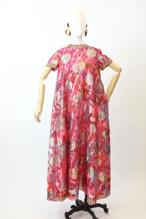1960s B. COHEN LUREX metallic gown caftan dress medium | new fall winter