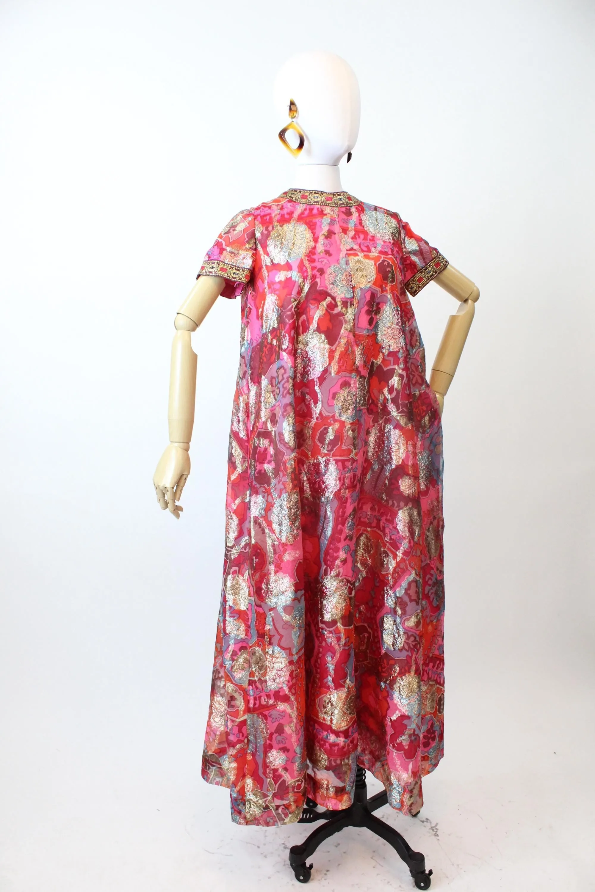 1960s B. COHEN LUREX metallic gown caftan dress medium | new fall winter