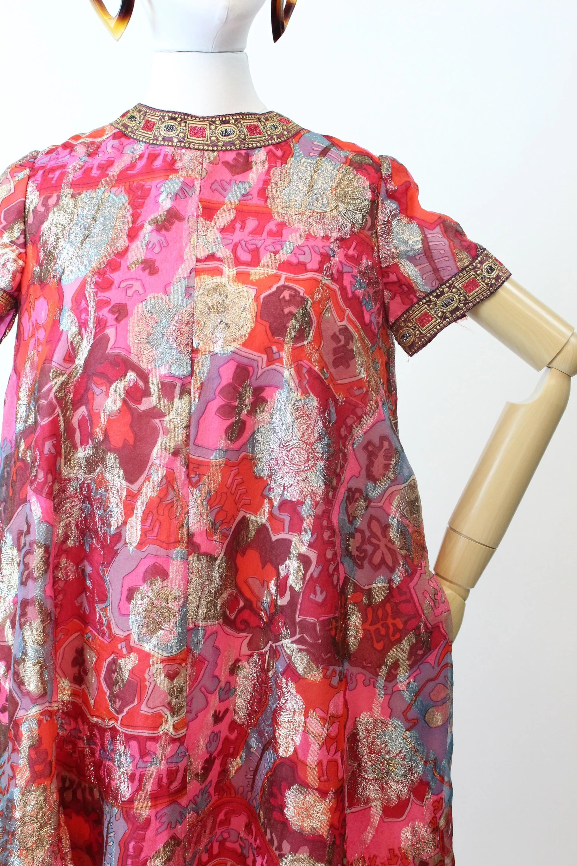 1960s B. COHEN LUREX metallic gown caftan dress medium | new fall winter