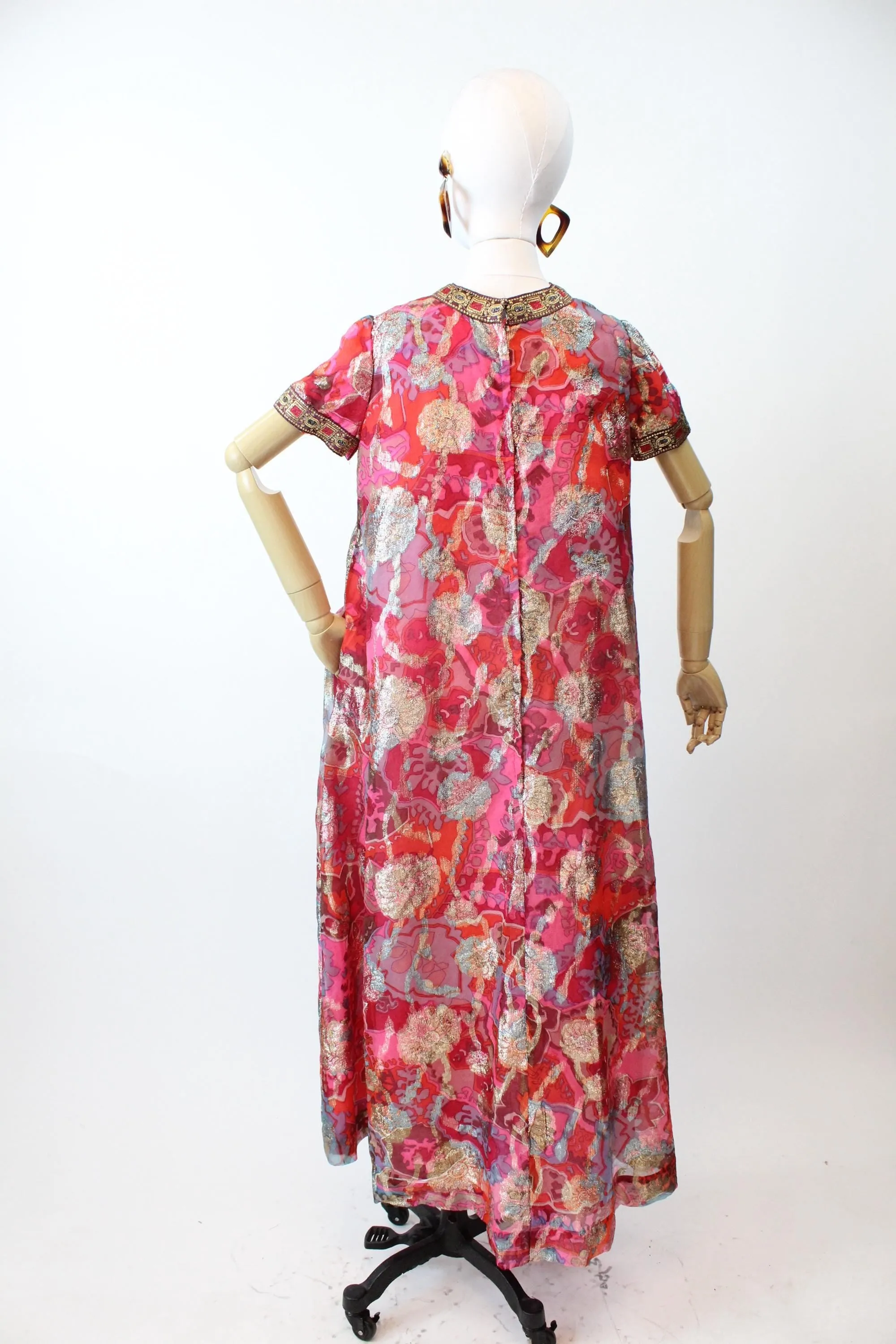 1960s B. COHEN LUREX metallic gown caftan dress medium | new fall winter