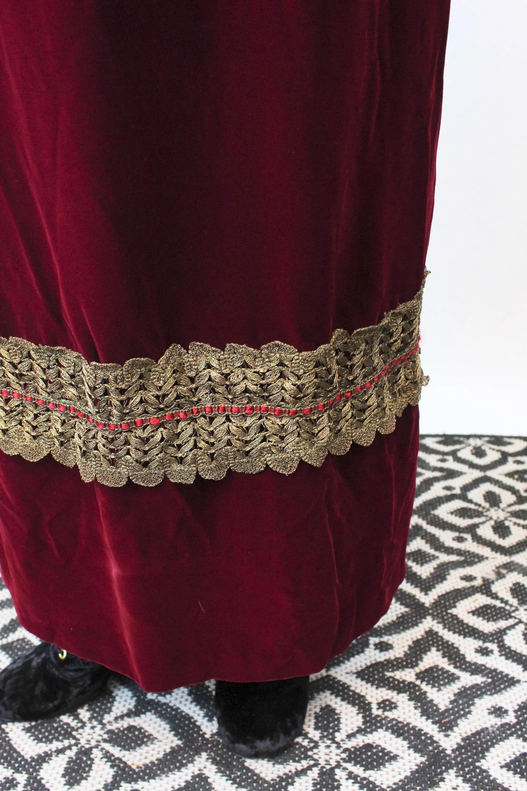 1960s WINE VELVET maxi dress OPEN back xs | new fall winter