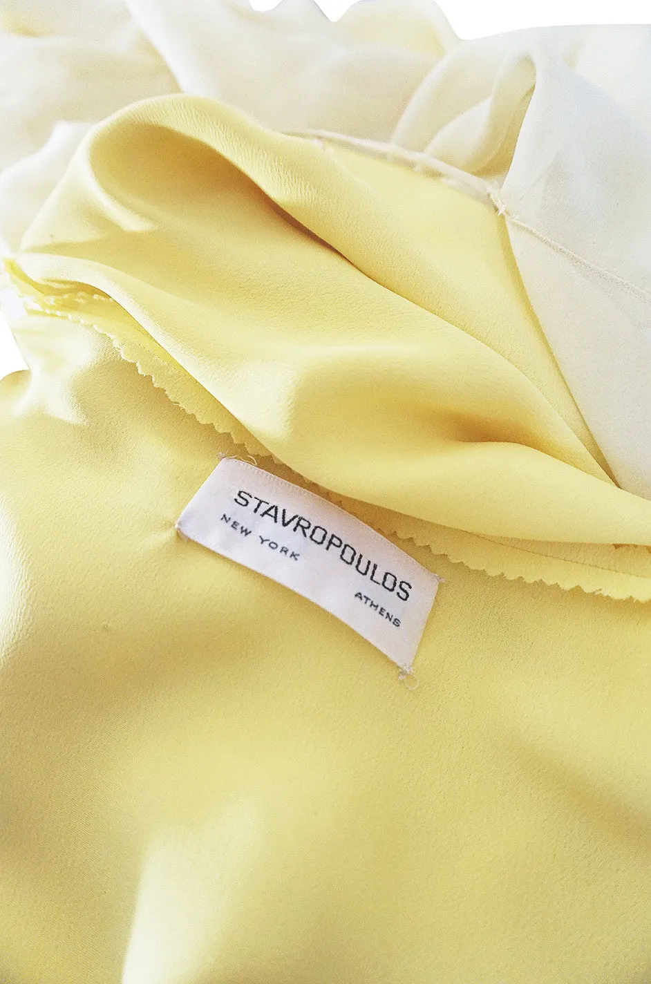 1970s Yellow Silk Chiffon Stavropoulos Caftan Dress