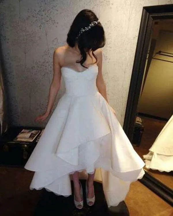 2019 Hi-Lo Wedding Dresses Satin Sexy Sweetheart Wedding Gowns Backless