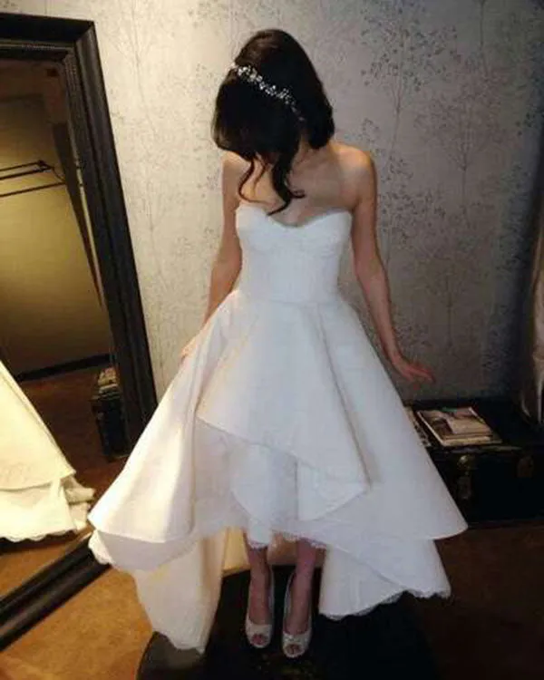 2019 Hi-Lo Wedding Dresses Satin Sexy Sweetheart Wedding Gowns Backless