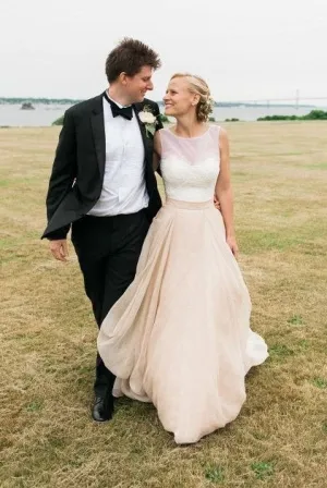2020 Destination Bridal Dress with Ruffles Chiffon Skirt