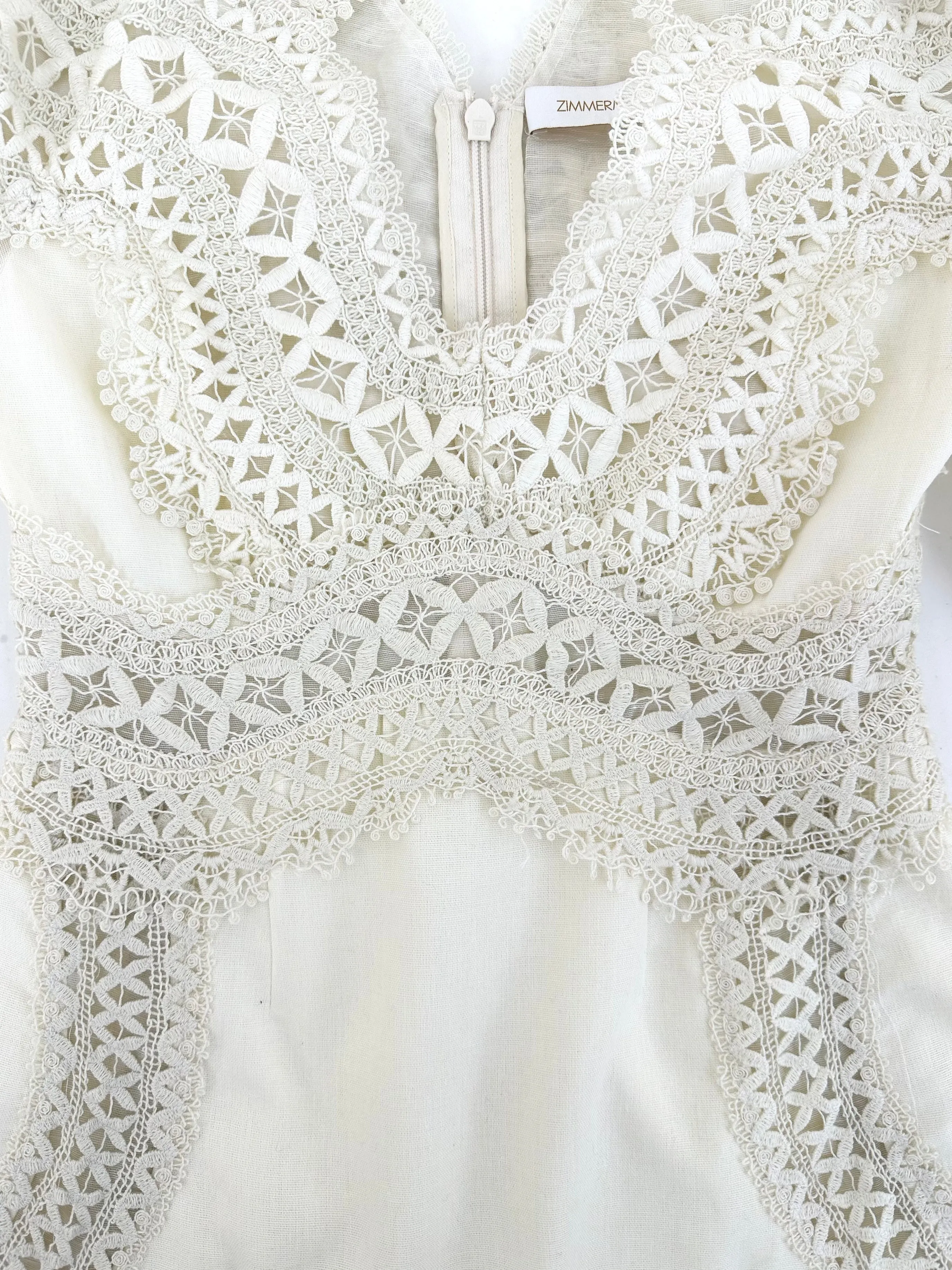2022 Zimmermann Postcard Macramé-Lace Dress