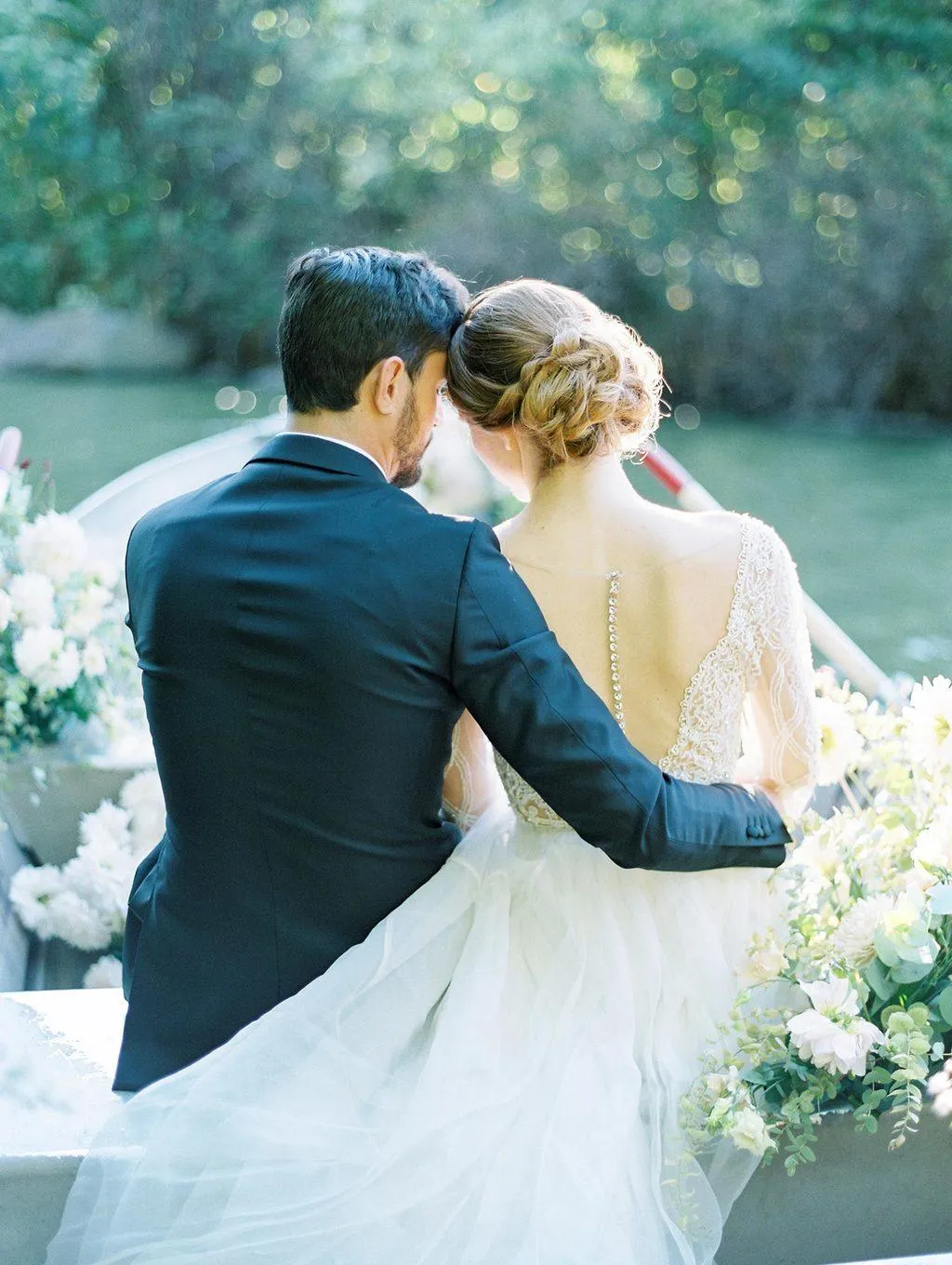 3/4 Sleeve Sexy Deep V Neck Rustic Wedding Dress Chic Lace See Though Back Wedding Dress Bridal Gown PIN0714