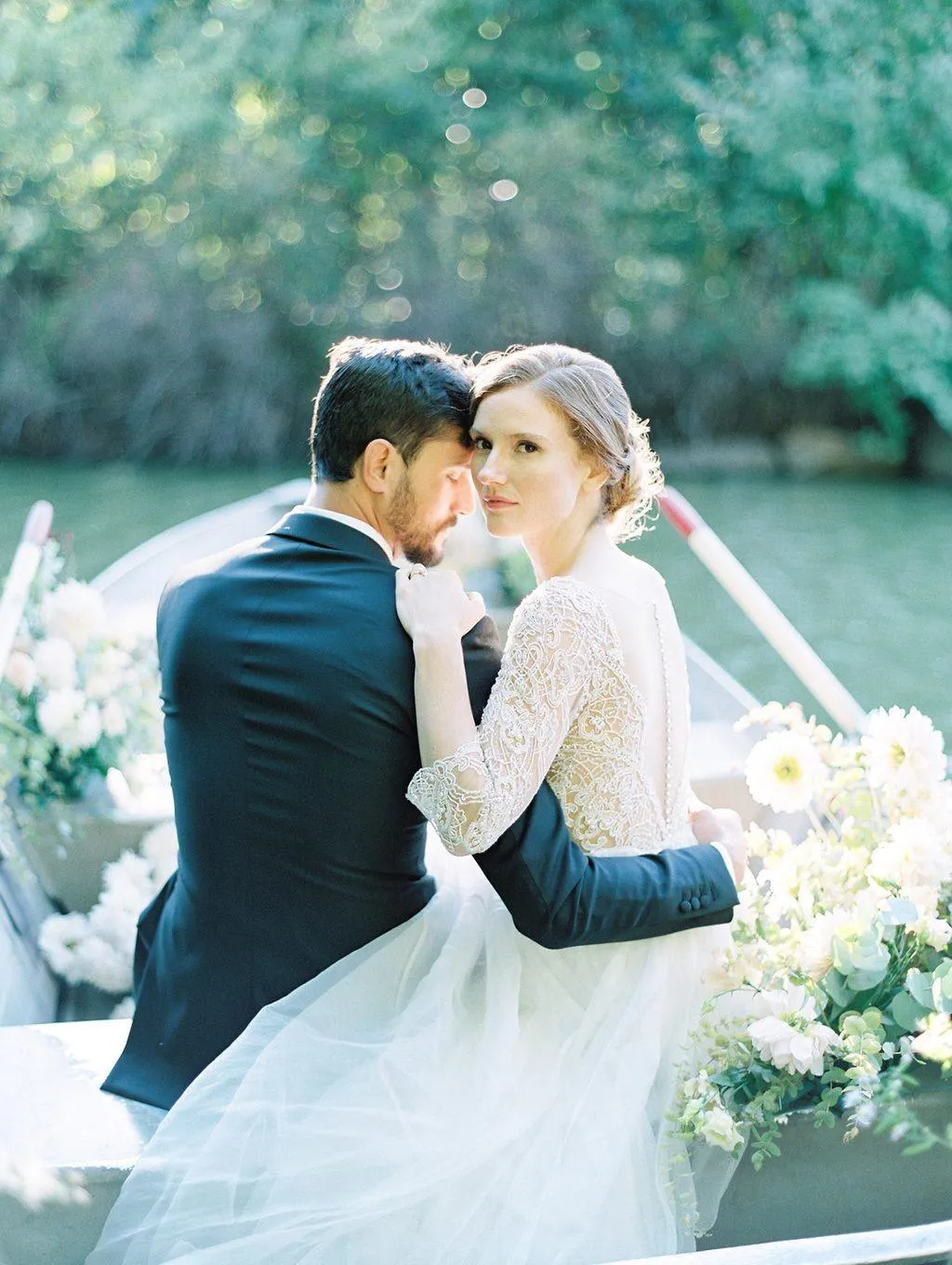 3/4 Sleeve Sexy Deep V Neck Rustic Wedding Dress Chic Lace See Though Back Wedding Dress Bridal Gown PIN0714