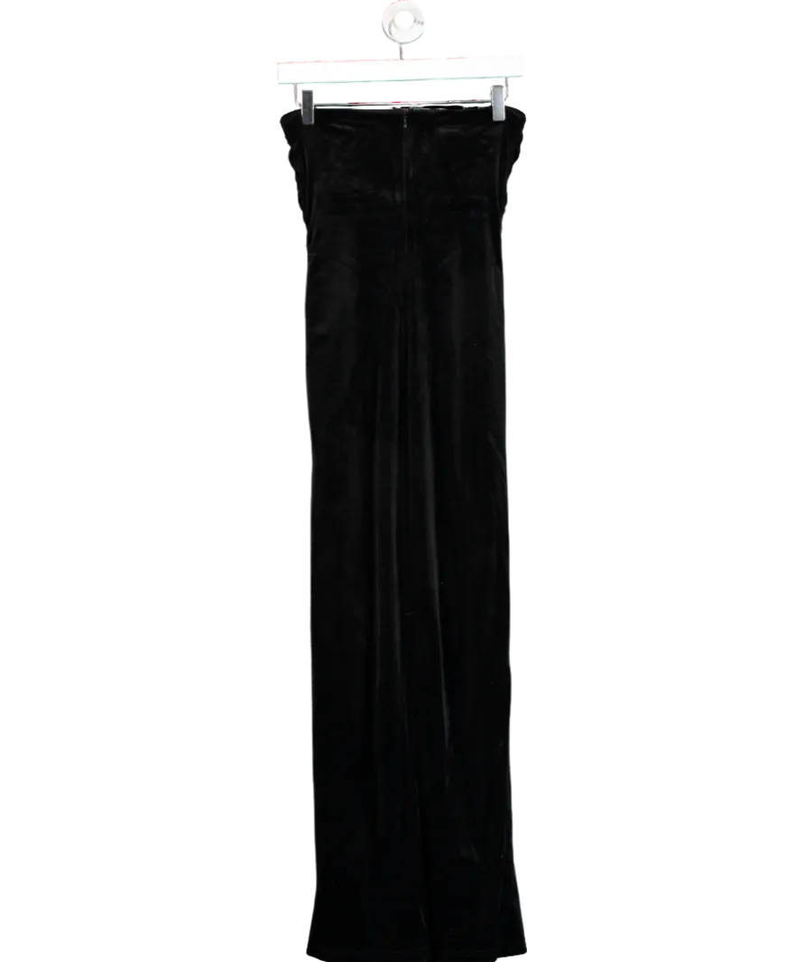 4th & Reckless Black Ailsa Velvet Bandeau Ruched Maxi Dress UK 8