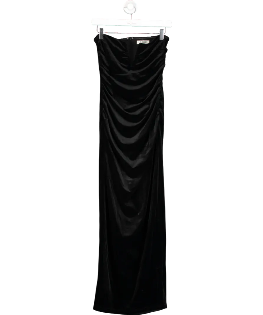 4th & Reckless Black Ailsa Velvet Bandeau Ruched Maxi Dress UK 8