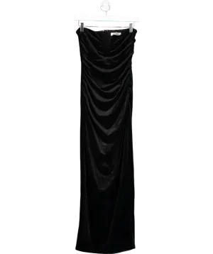 4th & Reckless Black Ailsa Velvet Bandeau Ruched Maxi Dress UK 8