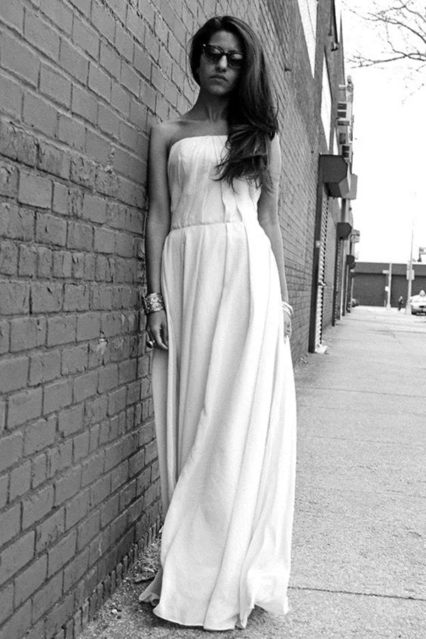 A-line Strapless Floor Length  Chiffon Sleeveless Glam Prom Dress