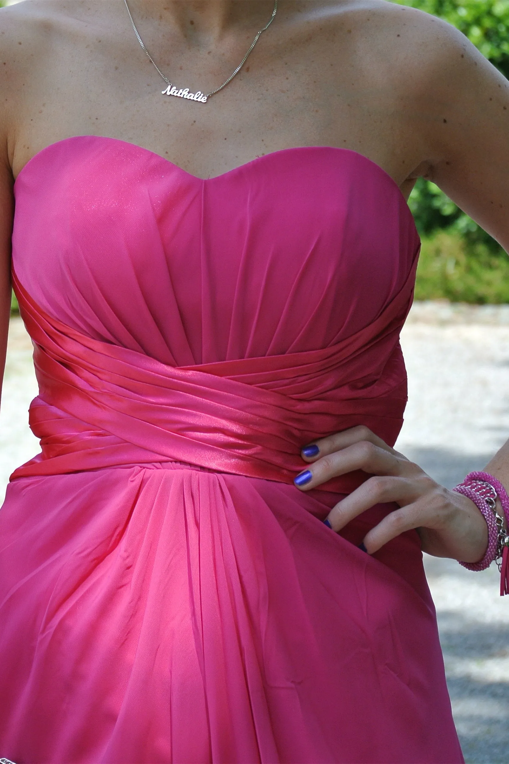 A-line Sweetheart Floor Length Chiffon Front Slit Backless Prom Dress