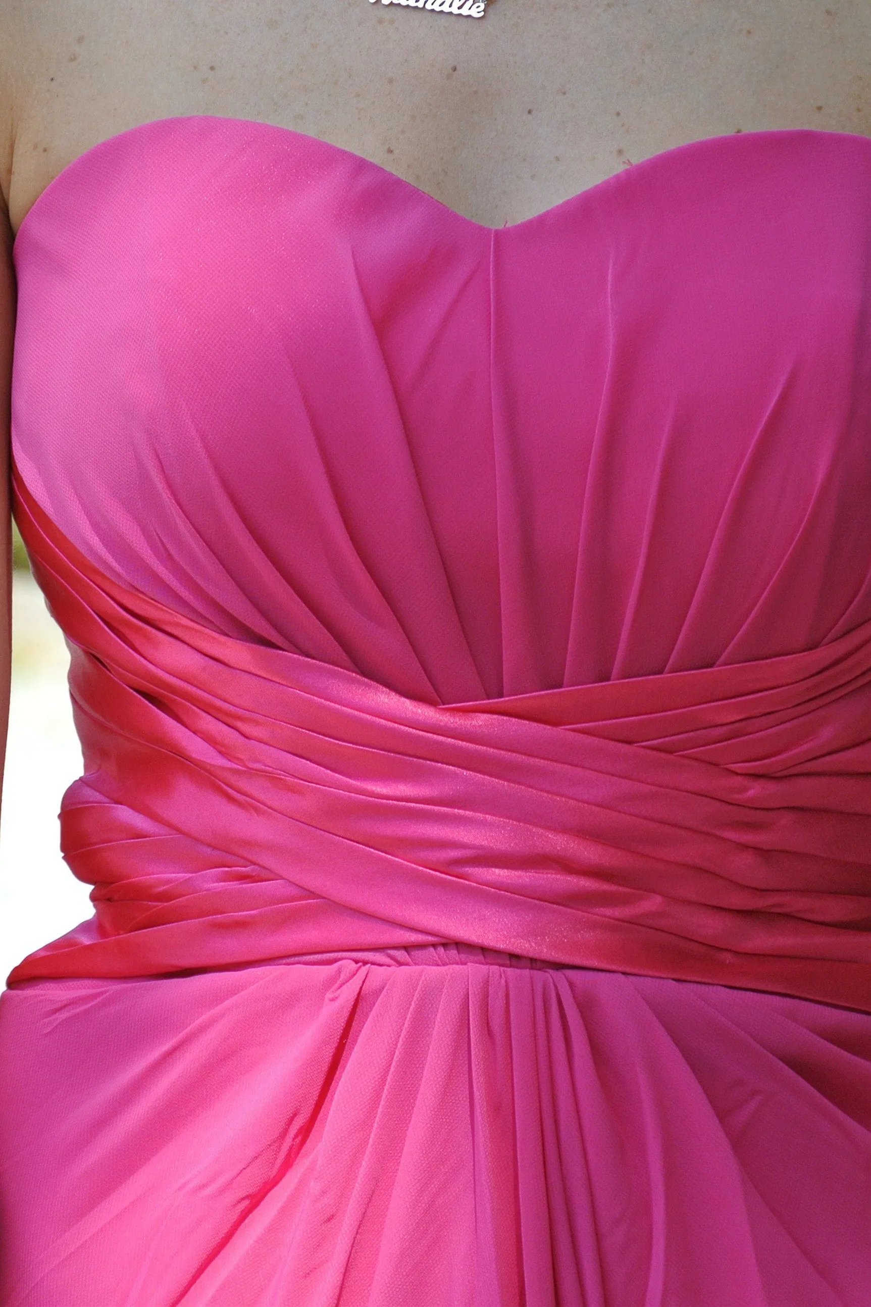 A-line Sweetheart Floor Length Chiffon Front Slit Backless Prom Dress
