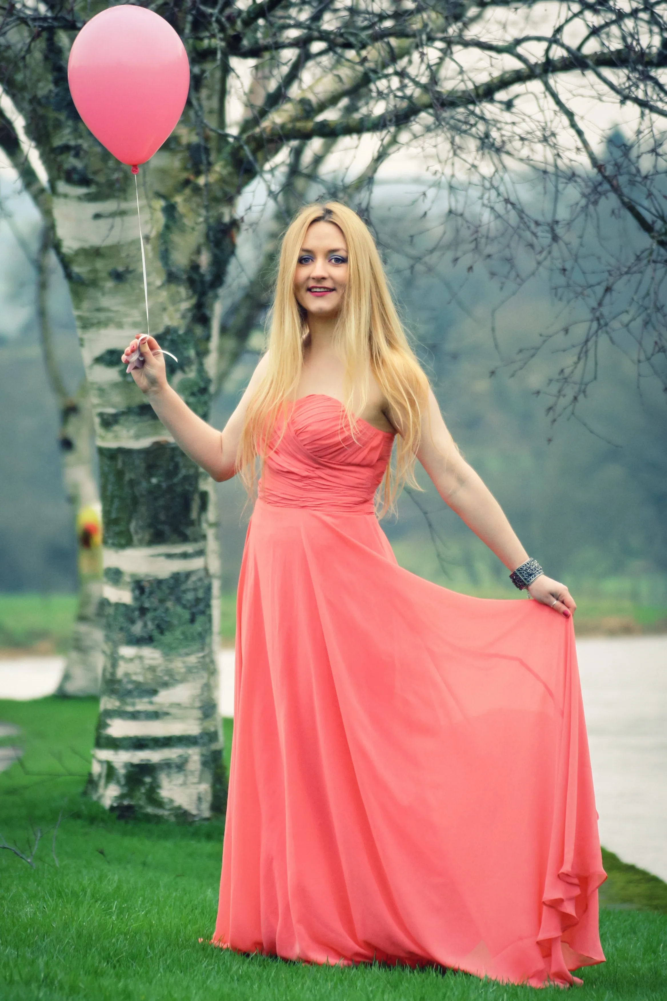 A-line Sweetheart Floor Length Chiffon Rhinestone Prom Dress