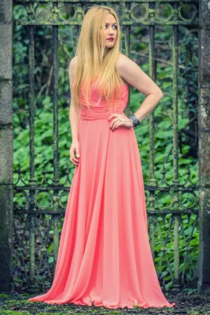 A-line Sweetheart Floor Length Chiffon Rhinestone Prom Dress