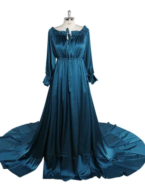 Adjustable Shoulder Full Sleeves Evening Dresses Long Beach Photography Dresses Baby Shower Dress for Pregnant Woman YEWEN YD21801