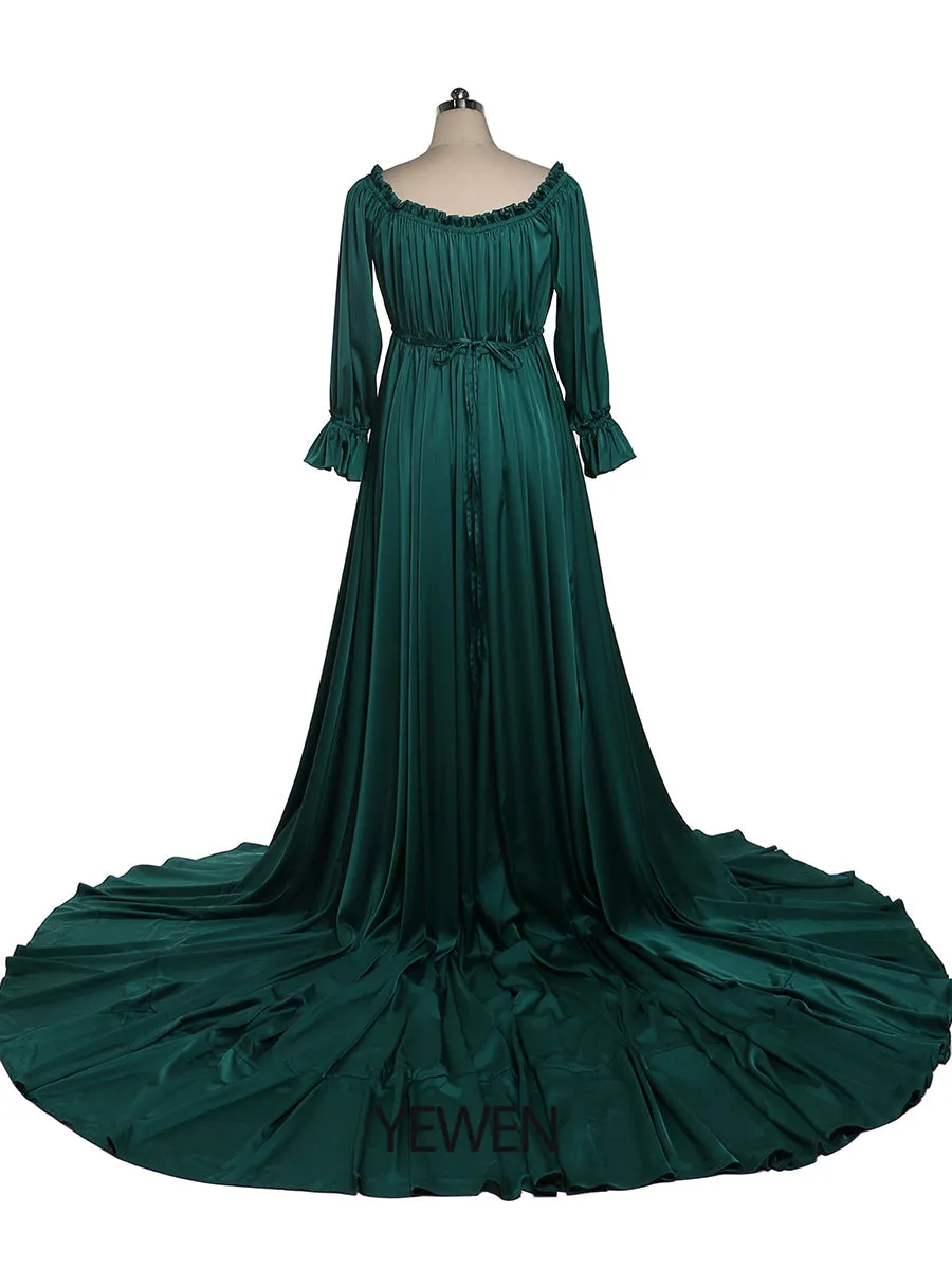 Adjustable Shoulder Full Sleeves Evening Dresses Long Beach Photography Dresses Baby Shower Dress for Pregnant Woman YEWEN YD21801
