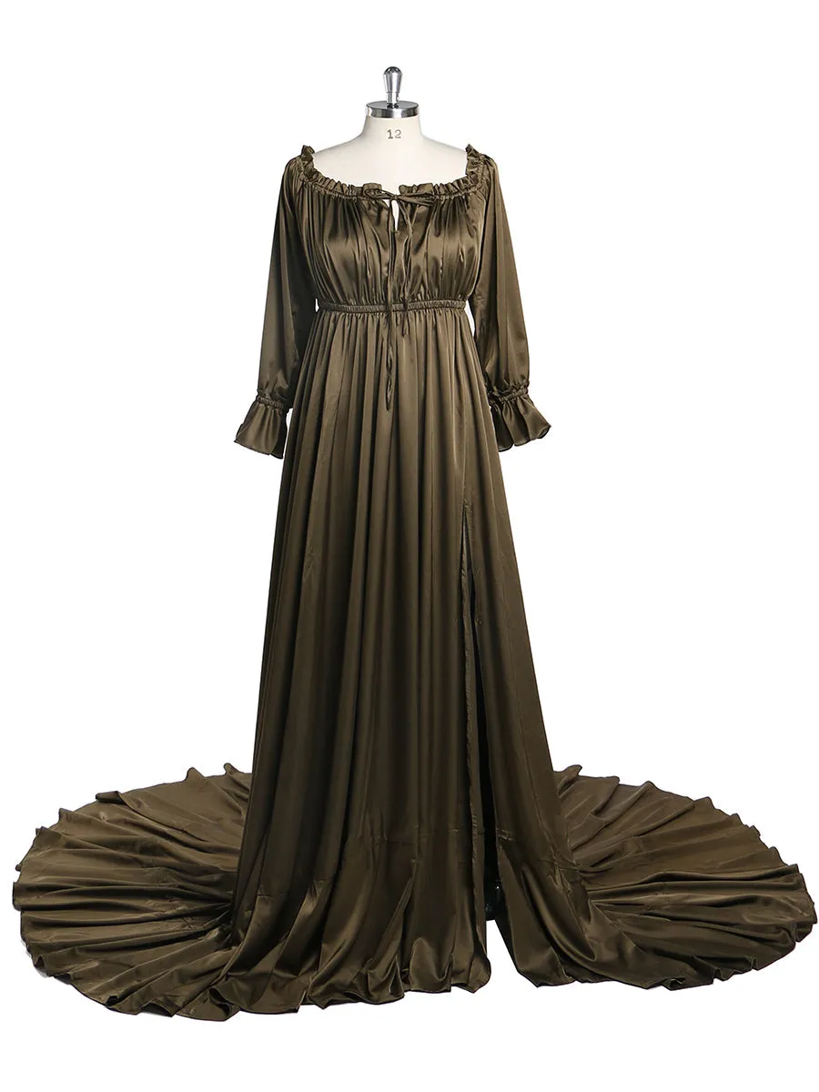 Adjustable Shoulder Full Sleeves Evening Dresses Long Beach Photography Dresses Baby Shower Dress for Pregnant Woman YEWEN YD21801