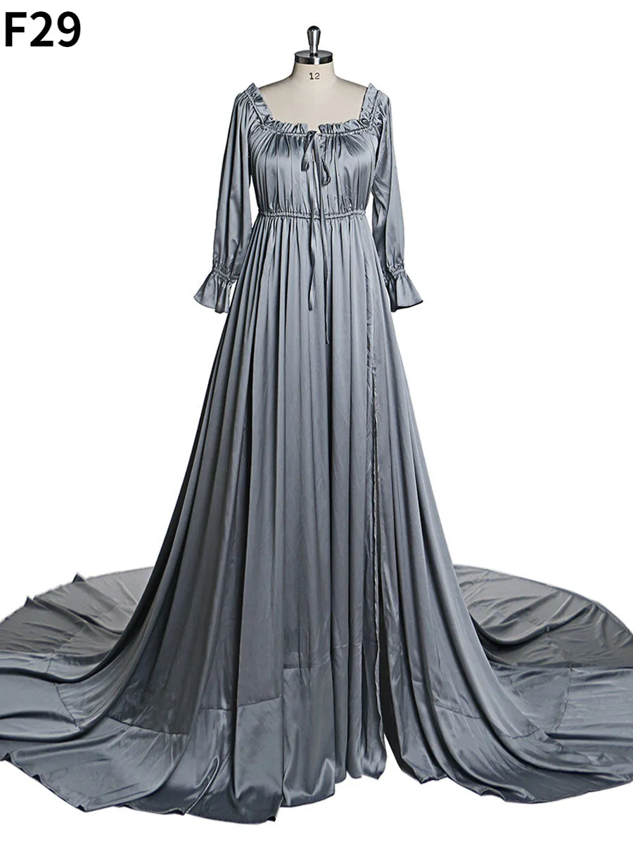 Adjustable Shoulder Full Sleeves Evening Dresses Long Beach Photography Dresses Baby Shower Dress for Pregnant Woman YEWEN YD21801