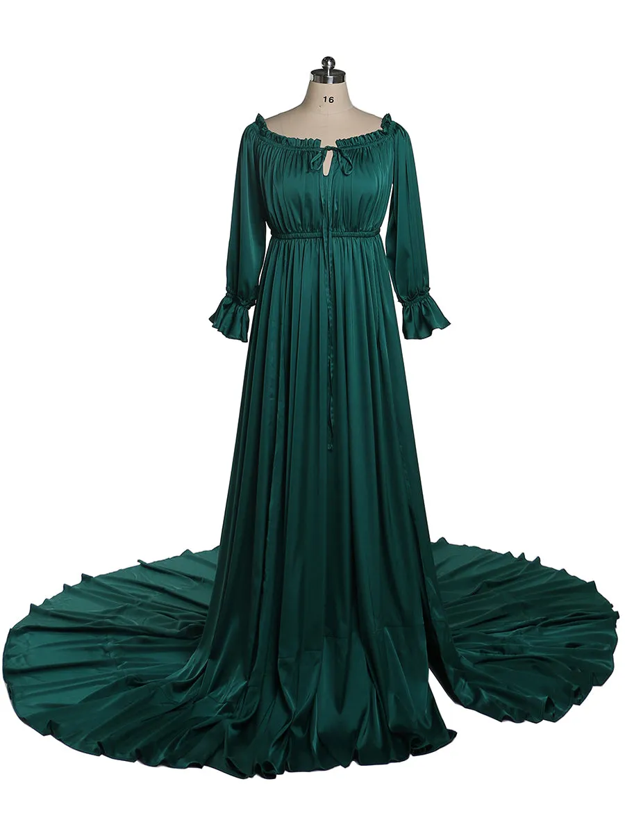 Adjustable Shoulder Full Sleeves Evening Dresses Long Beach Photography Dresses Baby Shower Dress for Pregnant Woman YEWEN YD21801