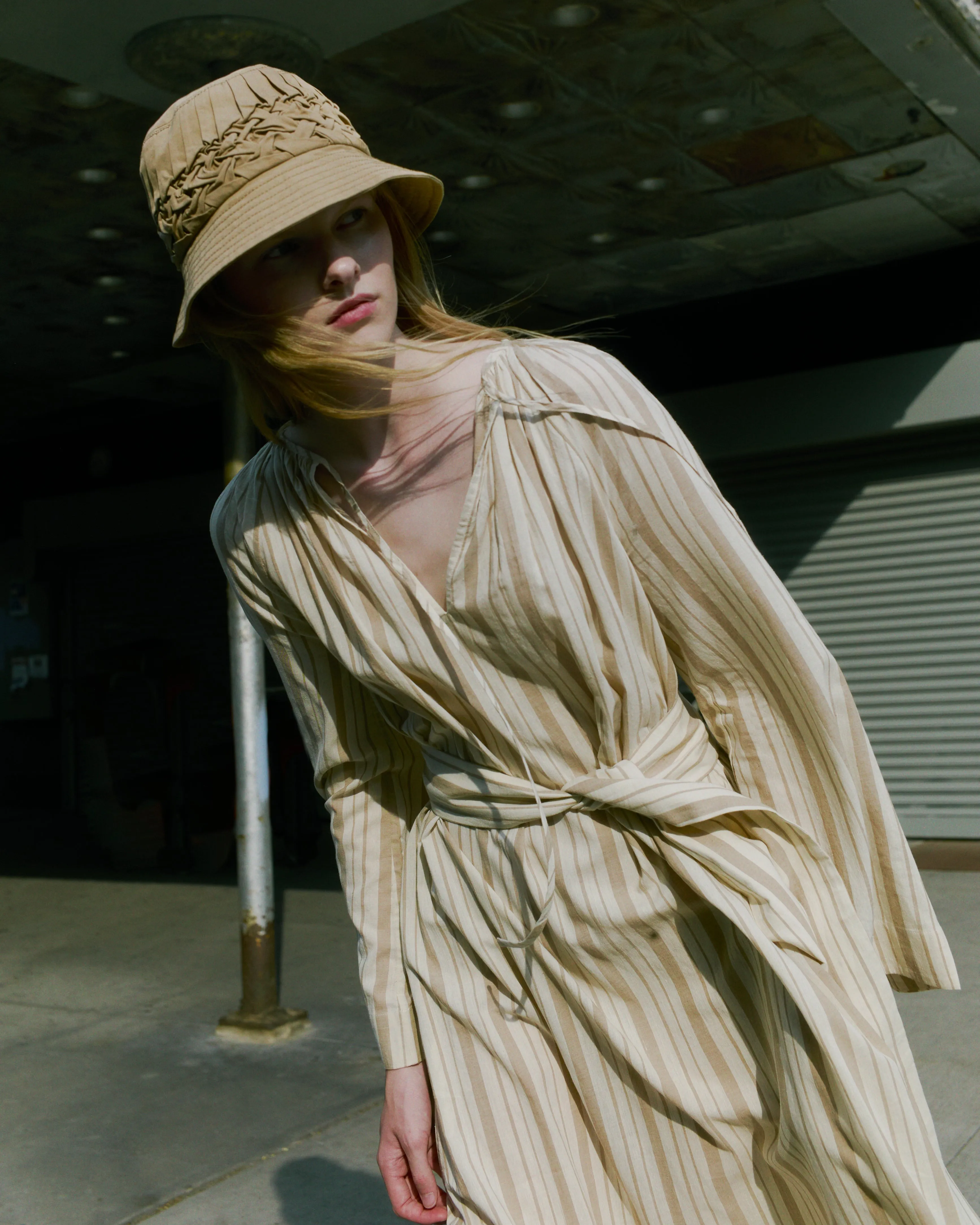 Ami Stripe Dress in Driftwood