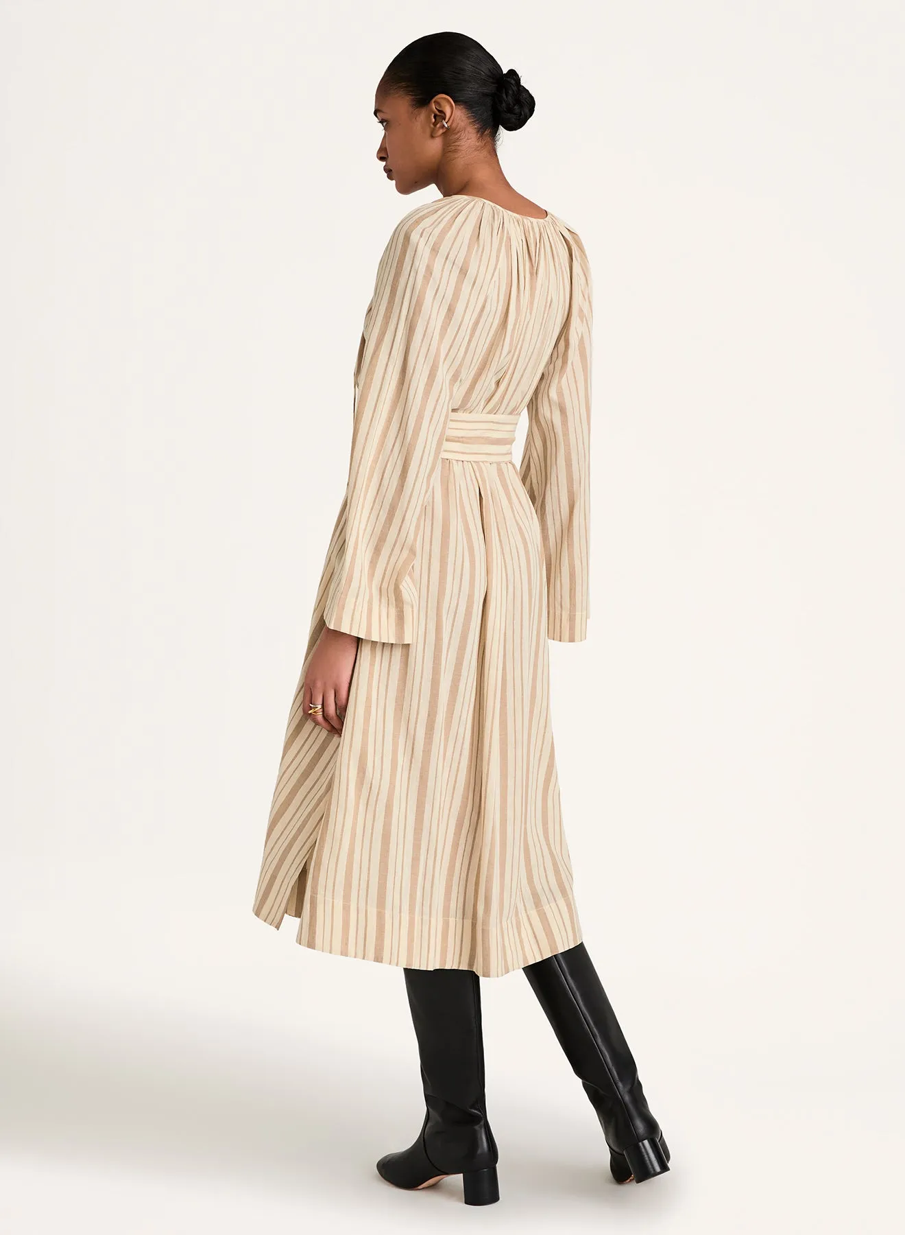 Ami Stripe Dress in Driftwood