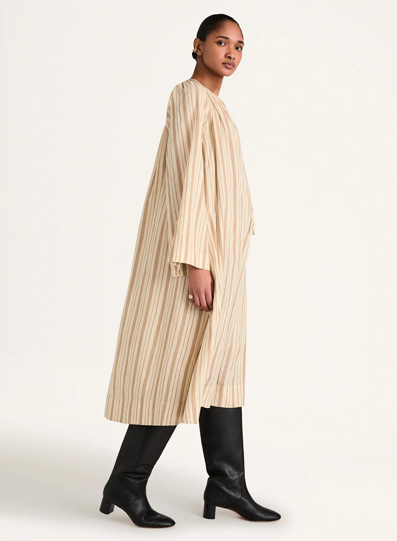 Ami Stripe Dress in Driftwood