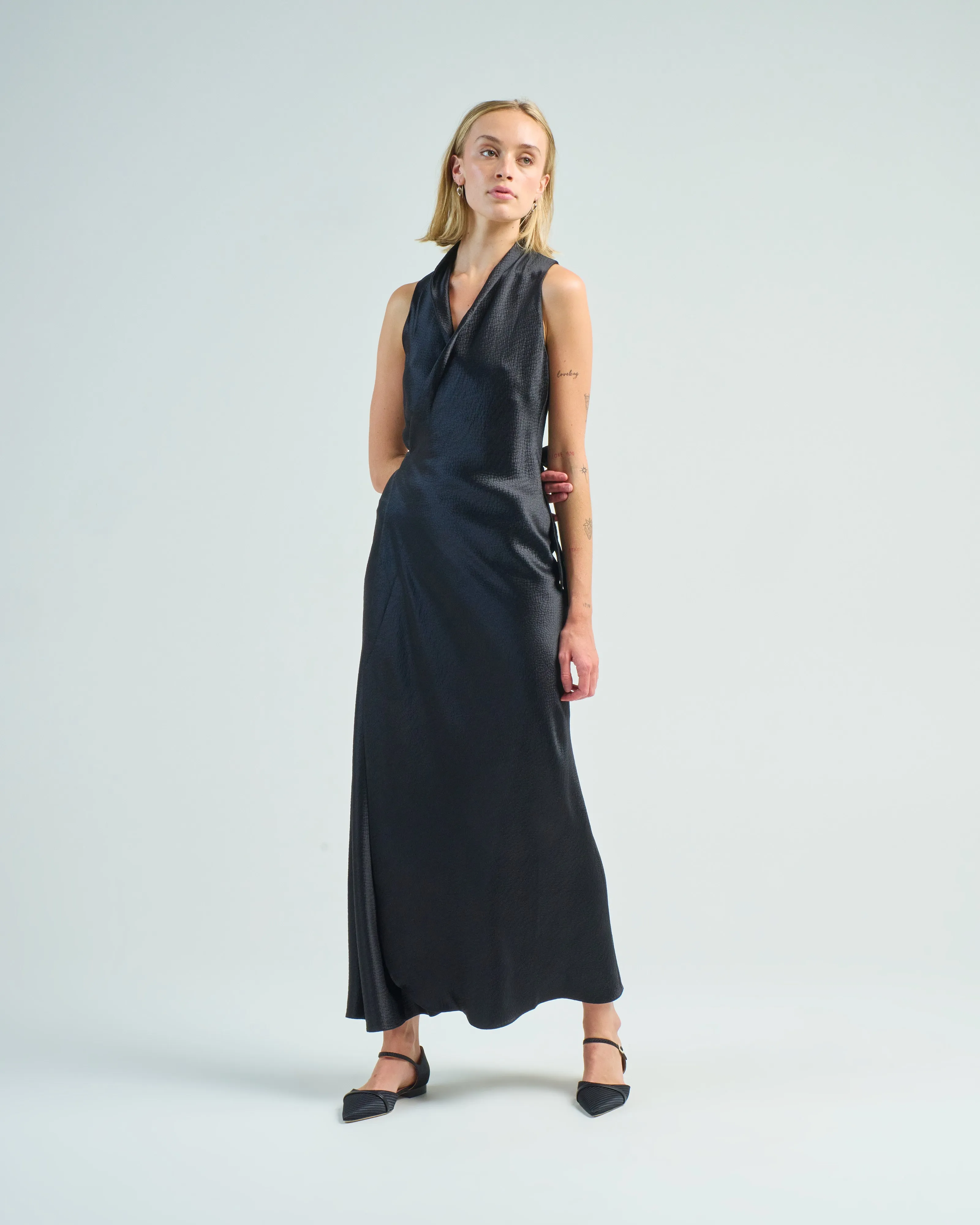 apres dress hammered silk