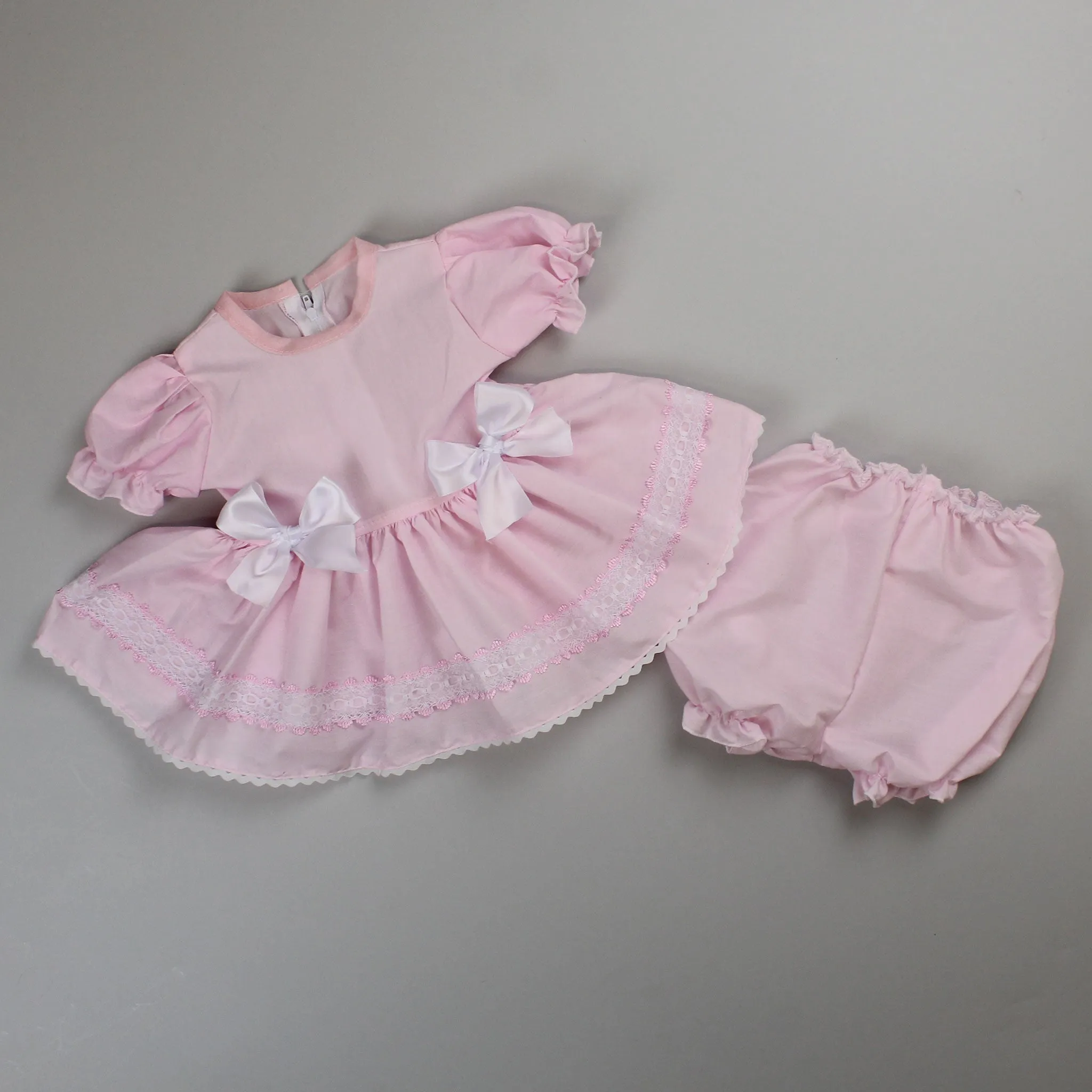 Baby Girl  Pink Dress with Bows and Bloomers