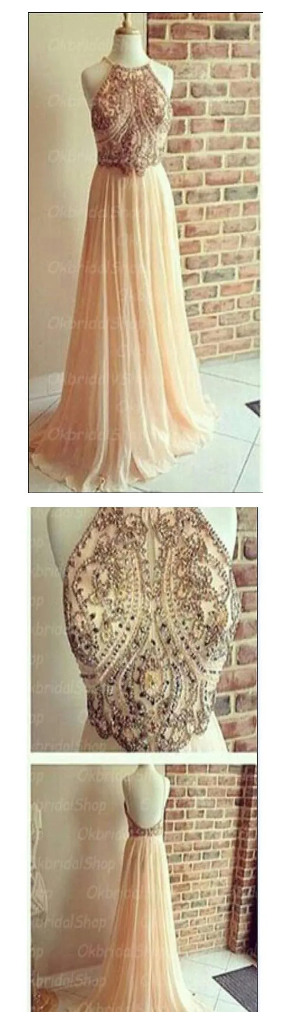 Backless A-line Chiffon Straps  Popular Cocktail Evening Long Prom Dresses Online,PD0159