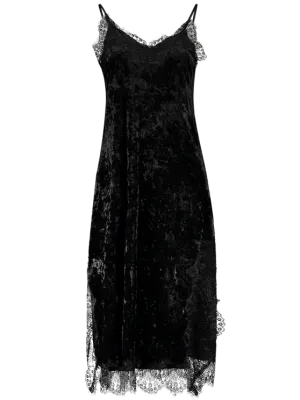 BerryBetty - Gorgeous Lace Trim Velvet Cami Dress