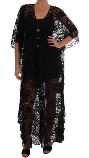 Black Floral Lace Crystal Dress