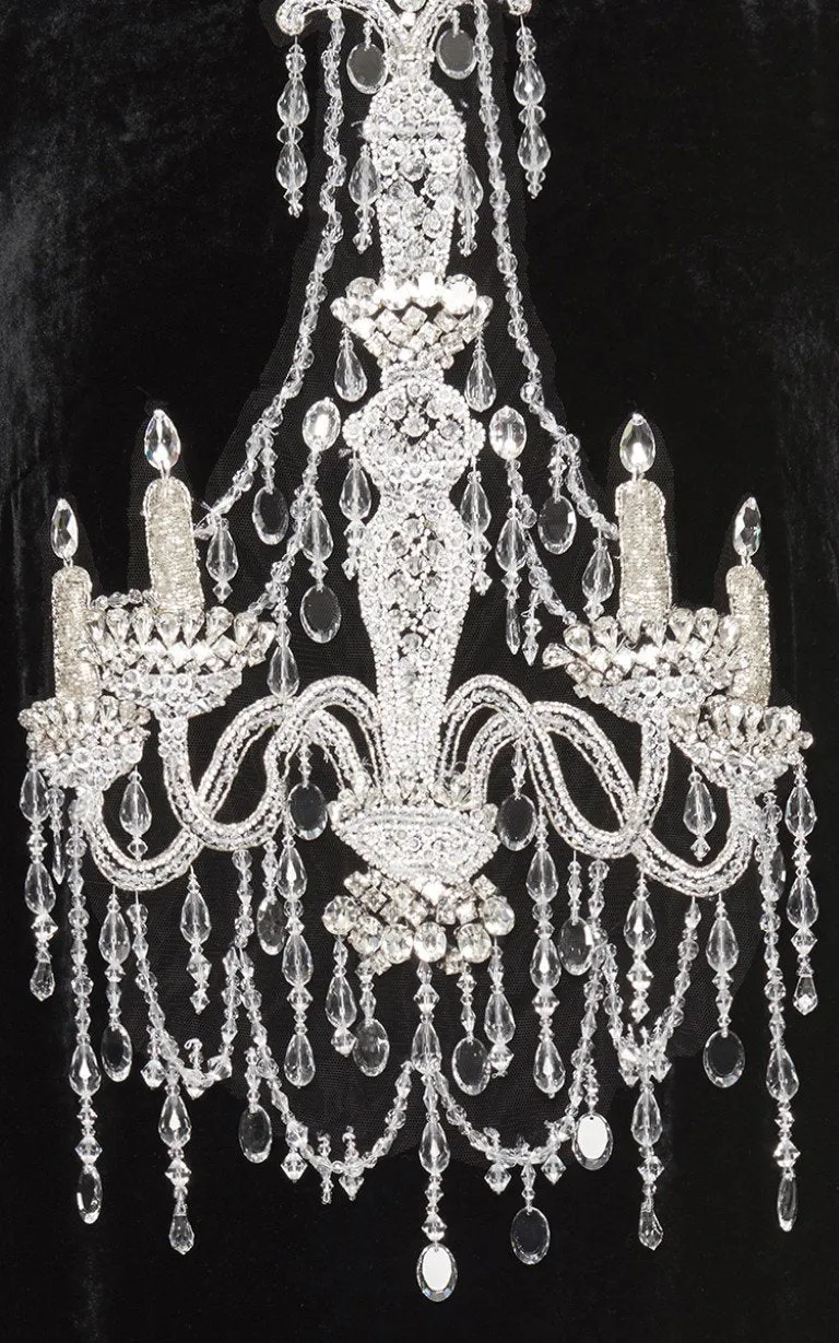 Black Mock-Neck Crystal Chandelier Dress