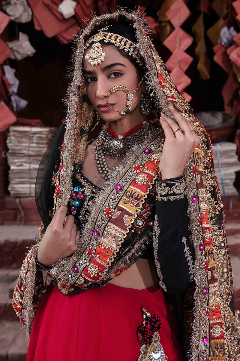 Black Red Lehenga Choli for Pakistani Bridal Dresses