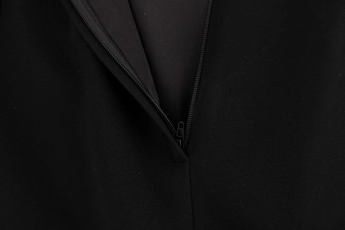 Black Stretch Crystal Sheath Dress