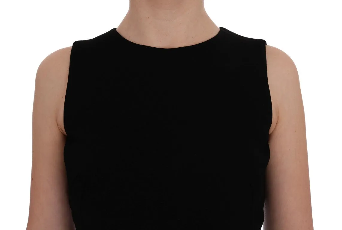 Black Stretch Crystal Sheath Dress