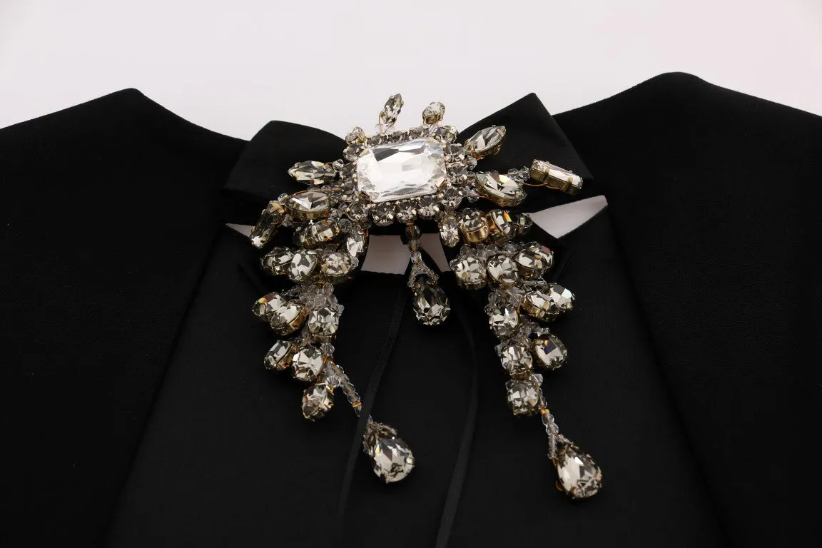 Black Stretch Crystal Sheath Dress