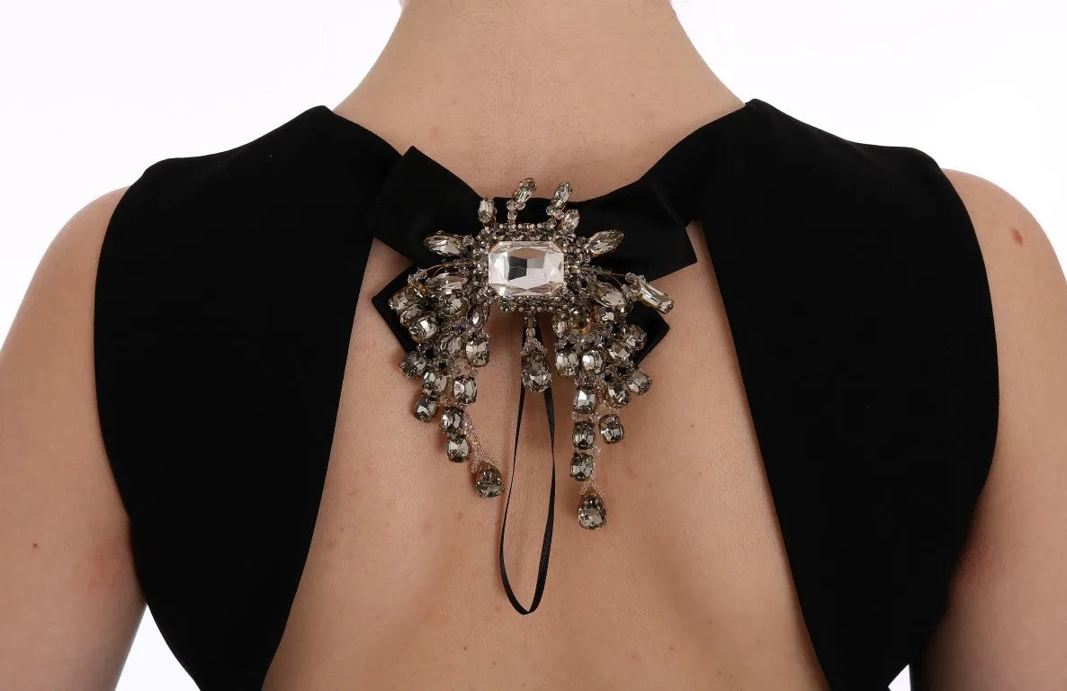 Black Stretch Crystal Sheath Dress