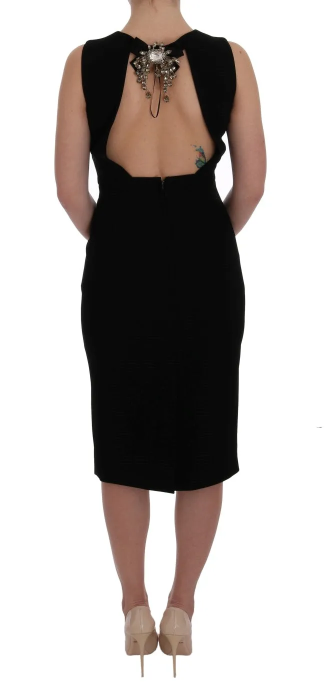 Black Stretch Crystal Sheath Dress