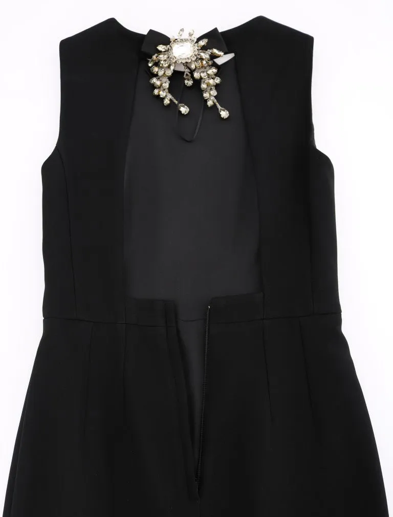 Black Stretch Crystal Sheath Dress