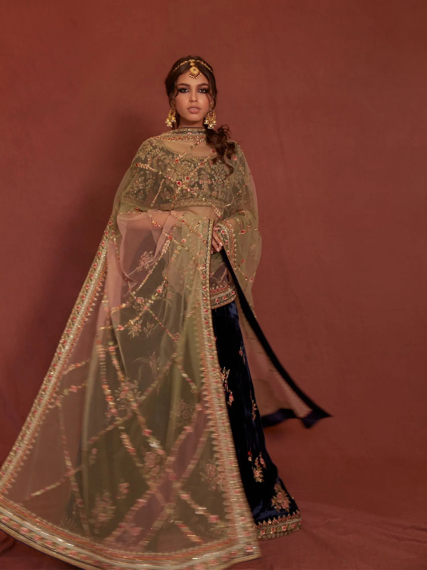 Black Velvet Lehenga Choli Pakistani Wedding Dresses