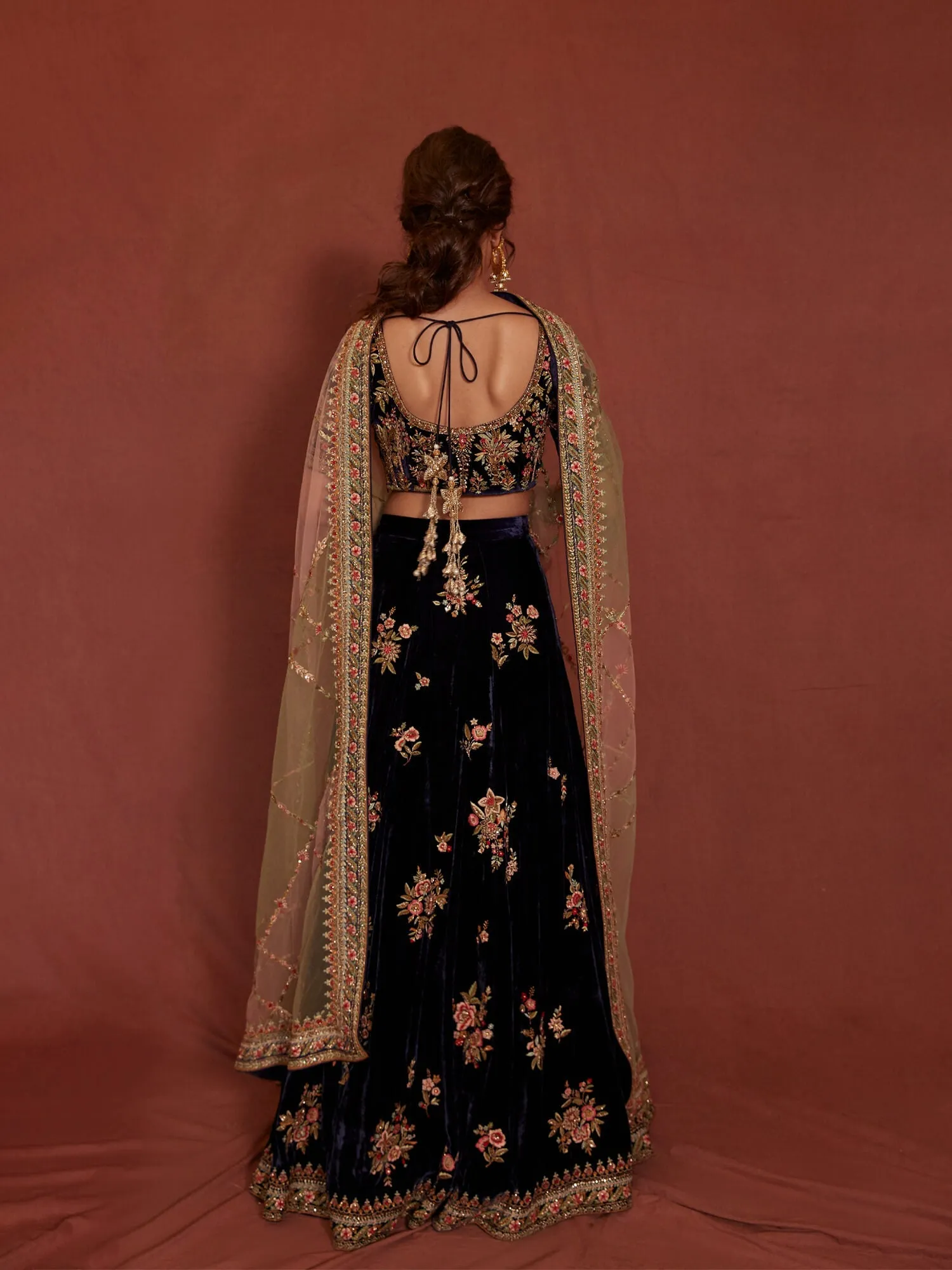 Black Velvet Lehenga Choli Pakistani Wedding Dresses
