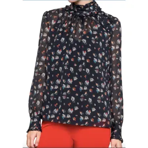 Blue Floral Silk blouse