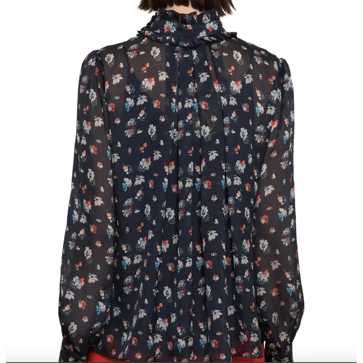 Blue Floral Silk blouse