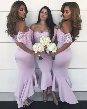 Blush Pink 2019 Cap Sleeve Lace Bridesmaid Dresses Mermaid Party Gowns Ankle Length