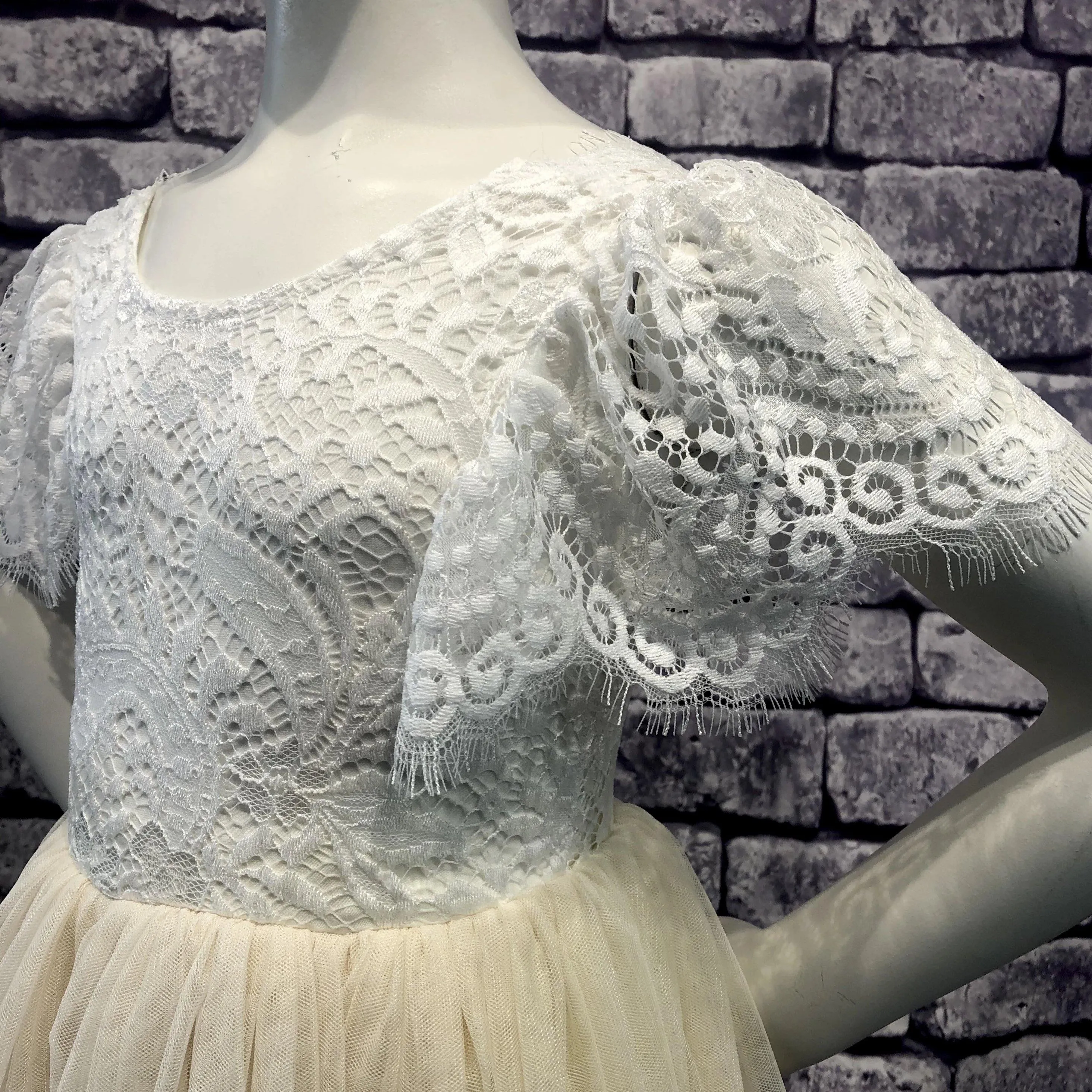Bohemian Flutter Dress - Ivory Cream
