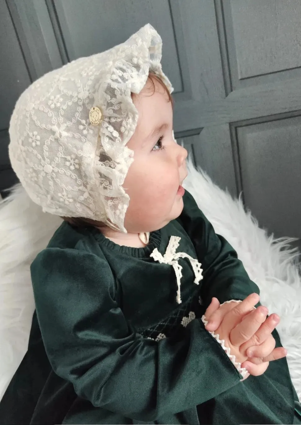 Bottle Green Smocked Velour Jam Pant Set